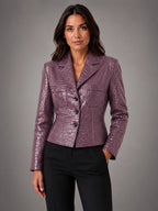 Women's Croc Embossed Blazer – Tailored Statement Fit - Plum