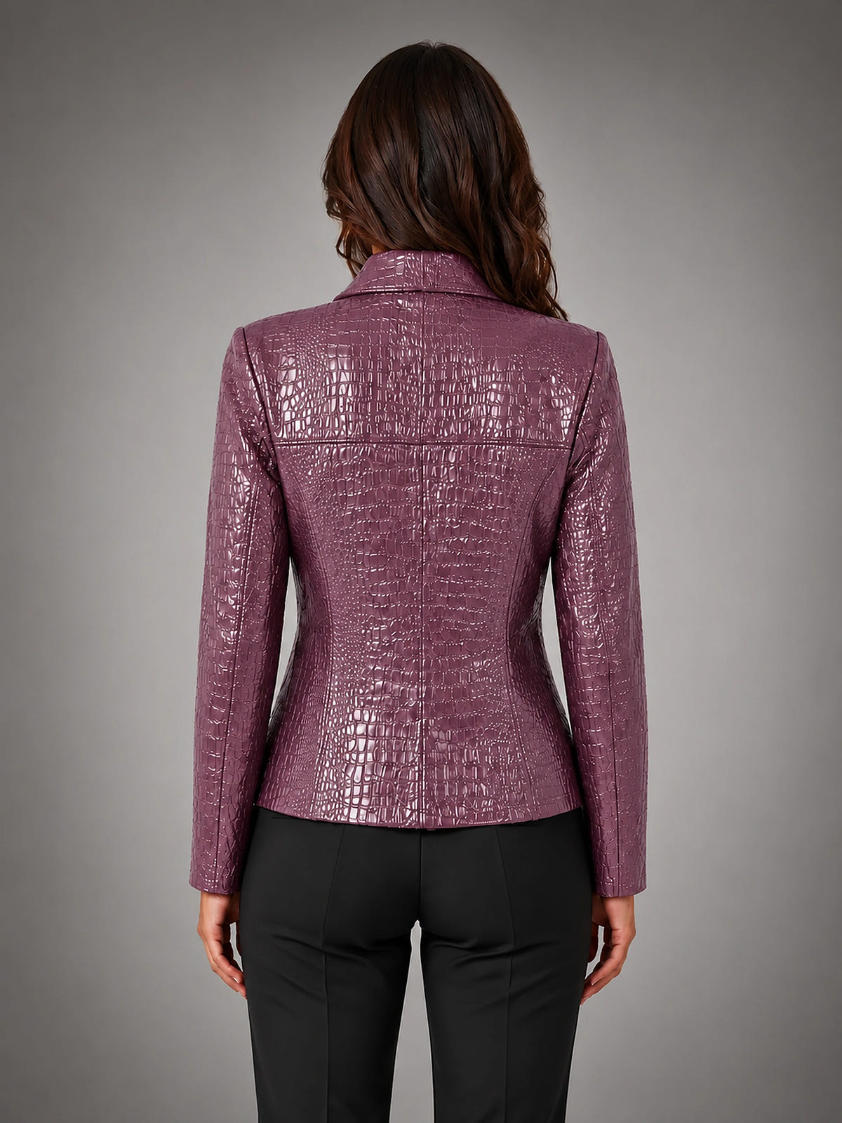 Women's Croc Embossed Blazer – Tailored Statement Fit - Plum