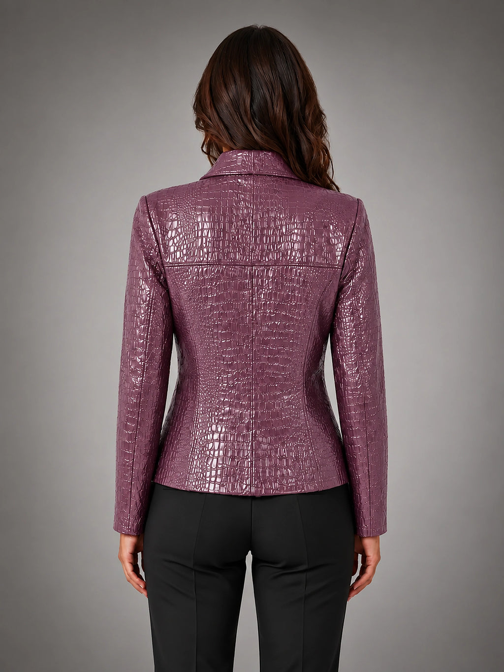 Women's Croc Embossed Blazer – Tailored Statement Fit - Plum