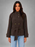 Women's Cape Trench Coat – Relaxed Statement Fit - Dark Brown