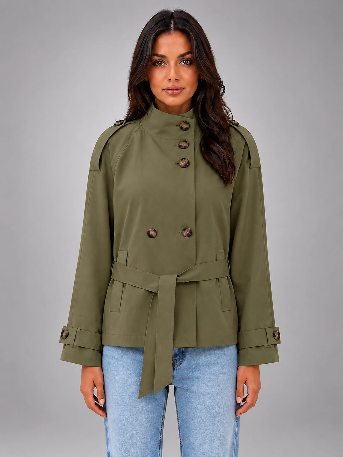 Women's Cape Trench Coat – Relaxed Statement Fit - Olive