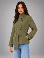 Women's Cape Trench Coat – Relaxed Statement Fit - Olive