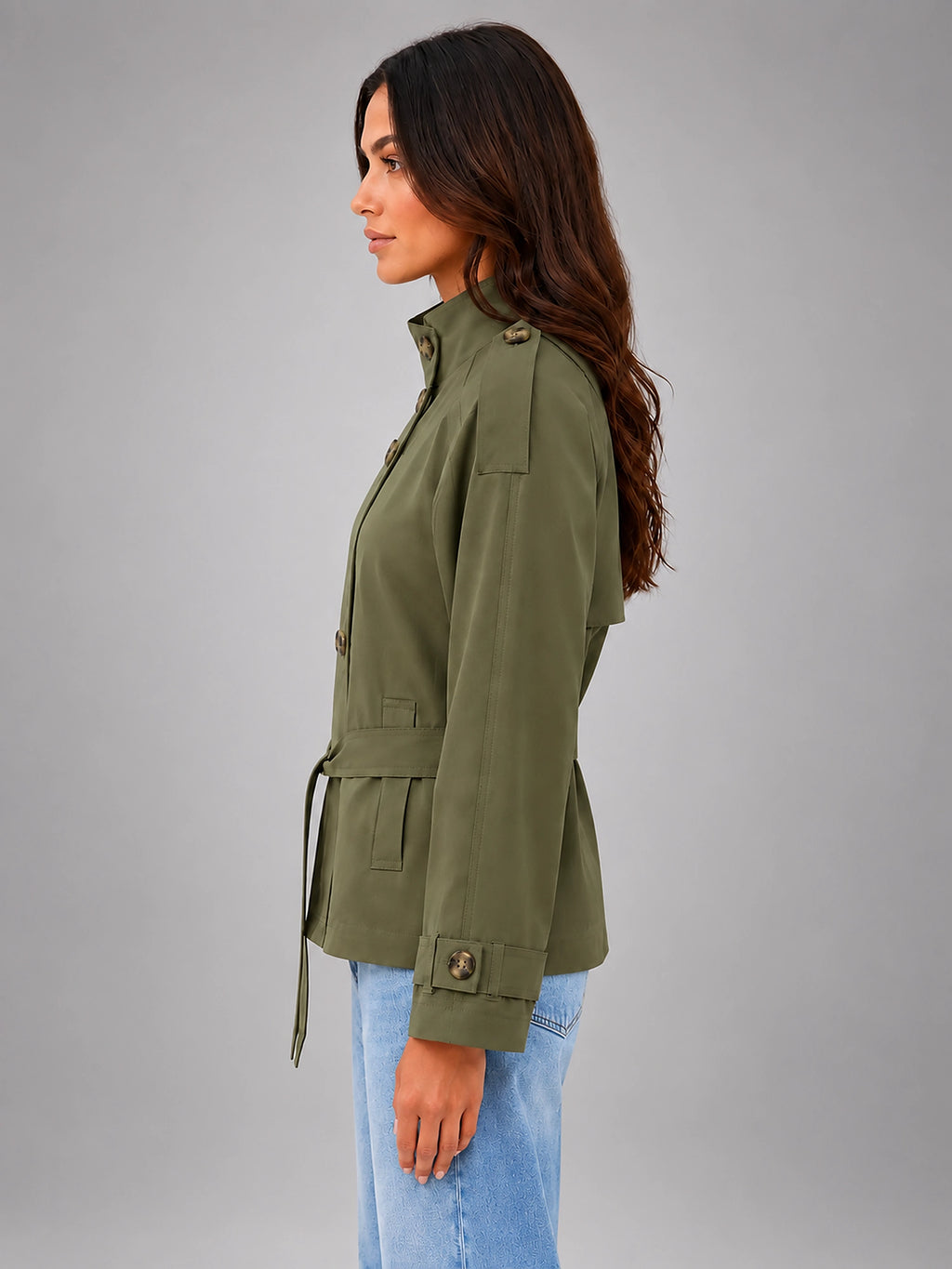 Women's Cape Trench Coat – Relaxed Statement Fit - Olive