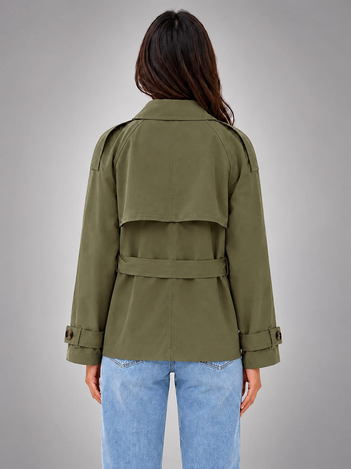 Women's Cape Trench Coat – Relaxed Statement Fit - Olive