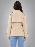 Women's Cape Trench Coat – Relaxed Statement Fit - Sand