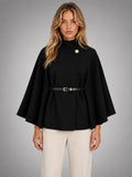 Women's Cape Sleeve Sweater – Relaxed Elegant Knit - Black