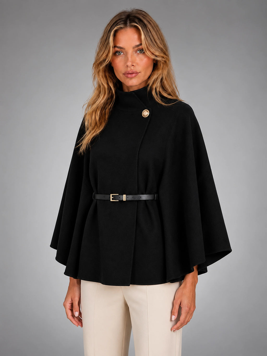 Women's Cape Sleeve Sweater – Relaxed Elegant Knit - Black