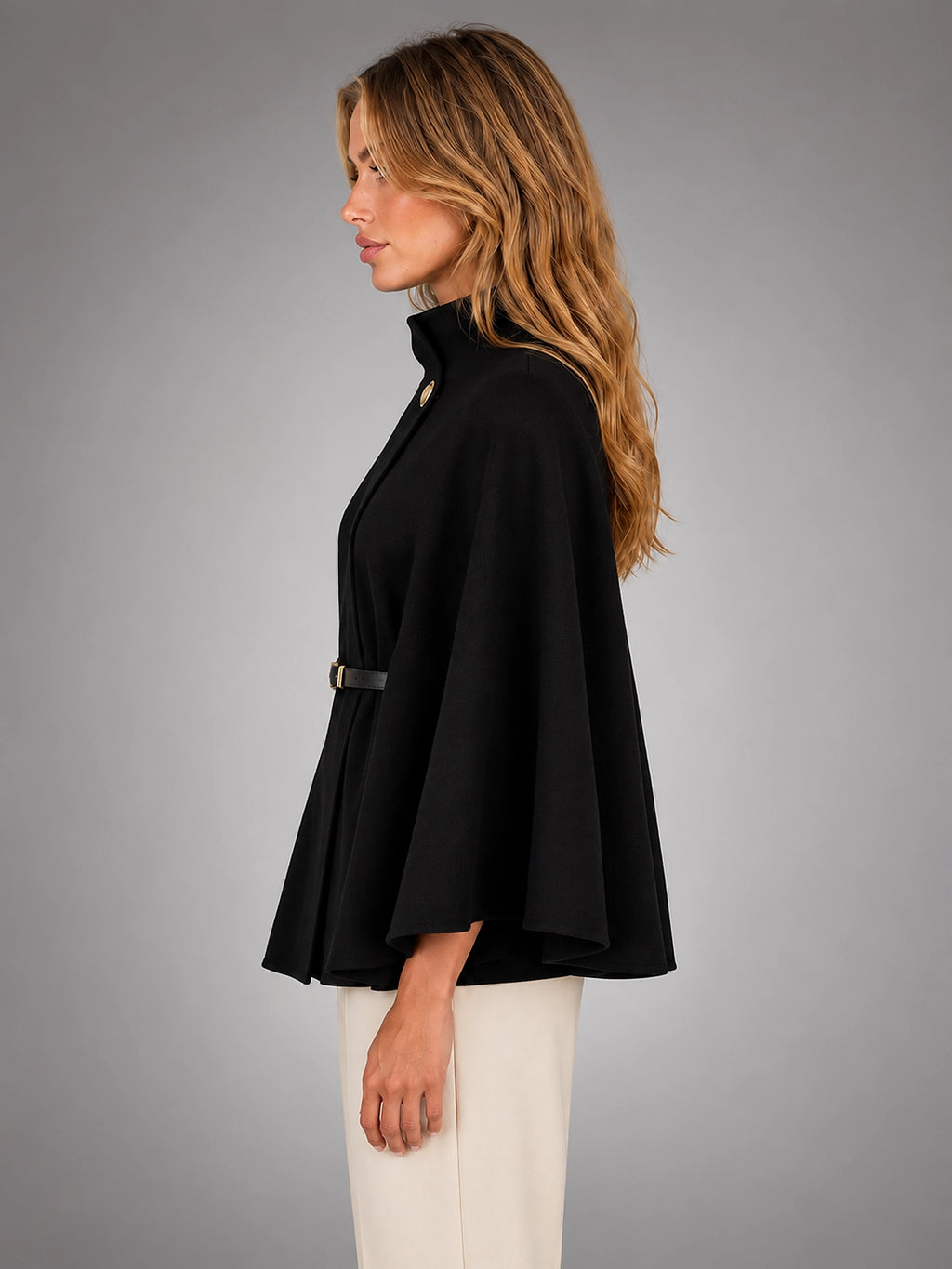 Women's Cape Sleeve Sweater – Relaxed Elegant Knit - Black
