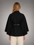 Women's Cape Sleeve Sweater – Relaxed Elegant Knit - Black