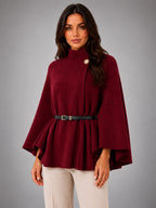 Women's Cape Sleeve Sweater – Relaxed Elegant Knit - Burgundy