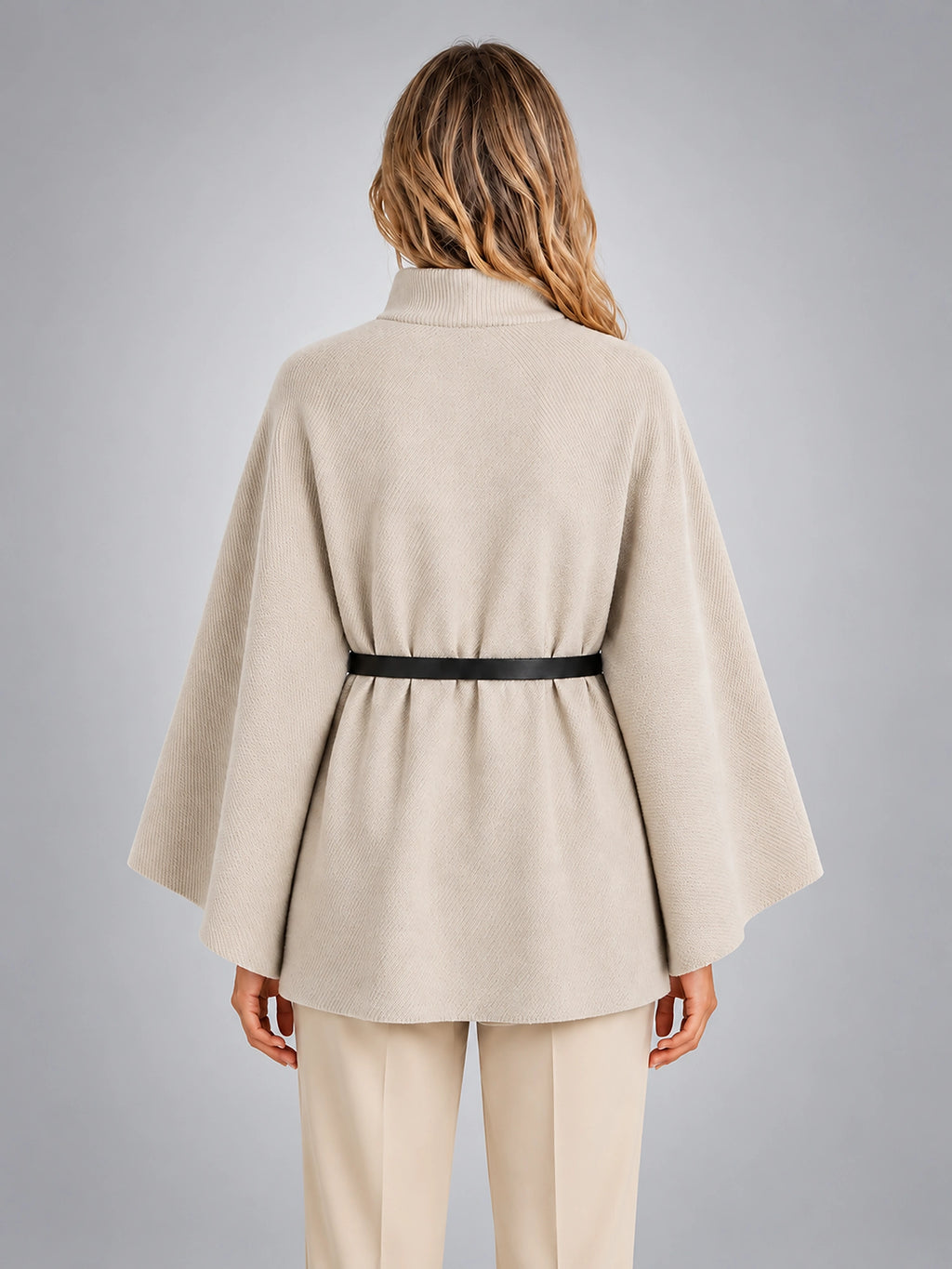 Women's Cape Sleeve Sweater – Relaxed Elegant Knit - Oatmeal