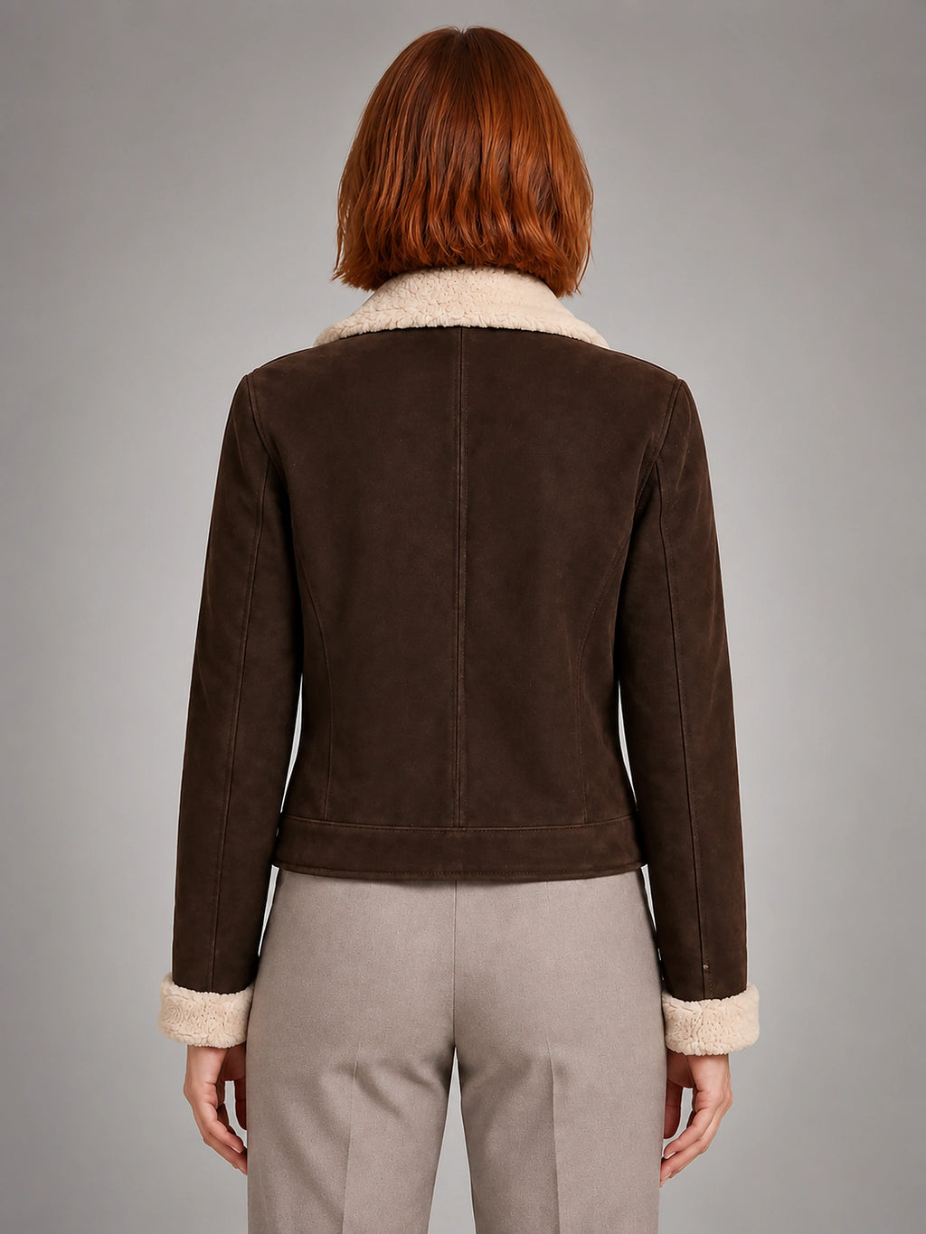 Women's Cropped Aviator Jacket – Moto Style - Espresso