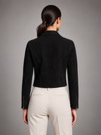 Women's Cropped Faux Suede Jacket – Structured Fit