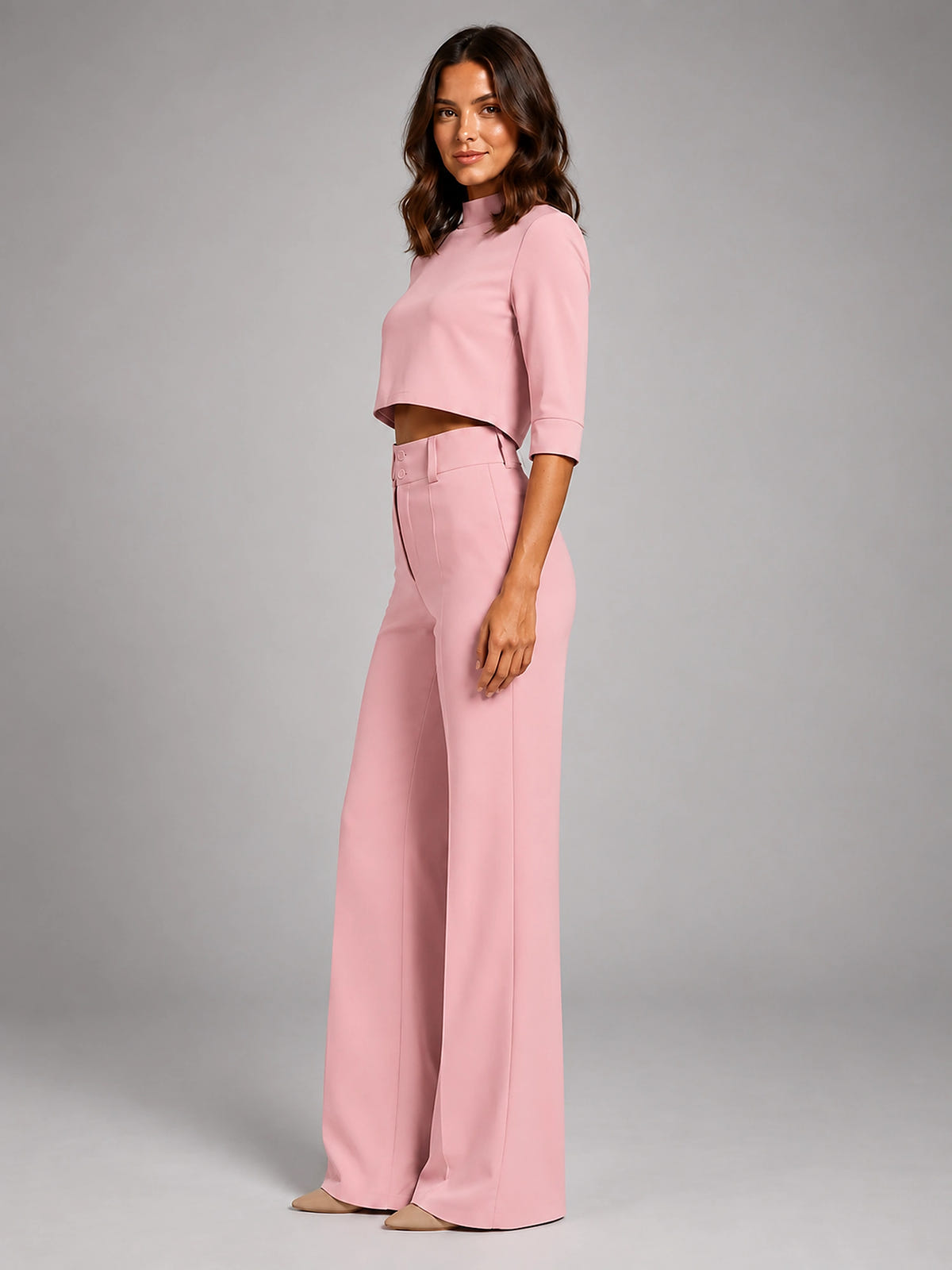 Women's Crop Top Set – Wide Leg Pants