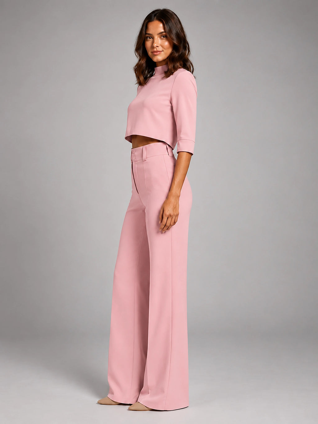Women's Crop Top Set – Wide Leg Pants