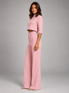 Women's Crop Top Set – Wide Leg Pants