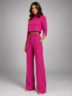Women's Crop Top Set – Wide Leg Pants