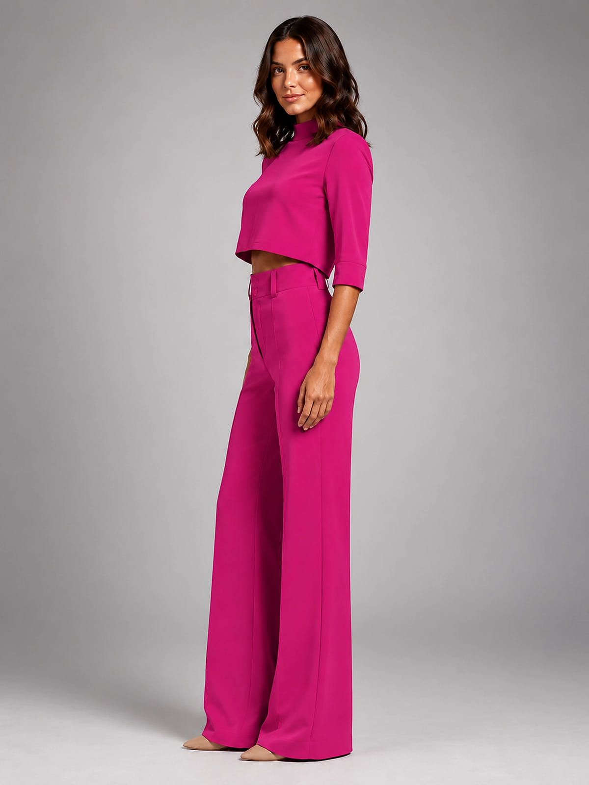 Women's Crop Top Set – Wide Leg Pants