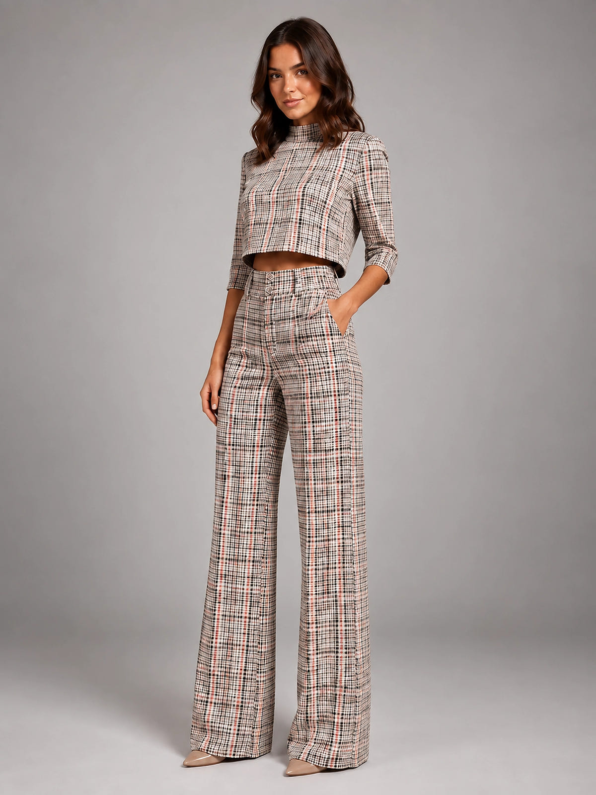 Women's Crop Top Set – Wide Leg Pants