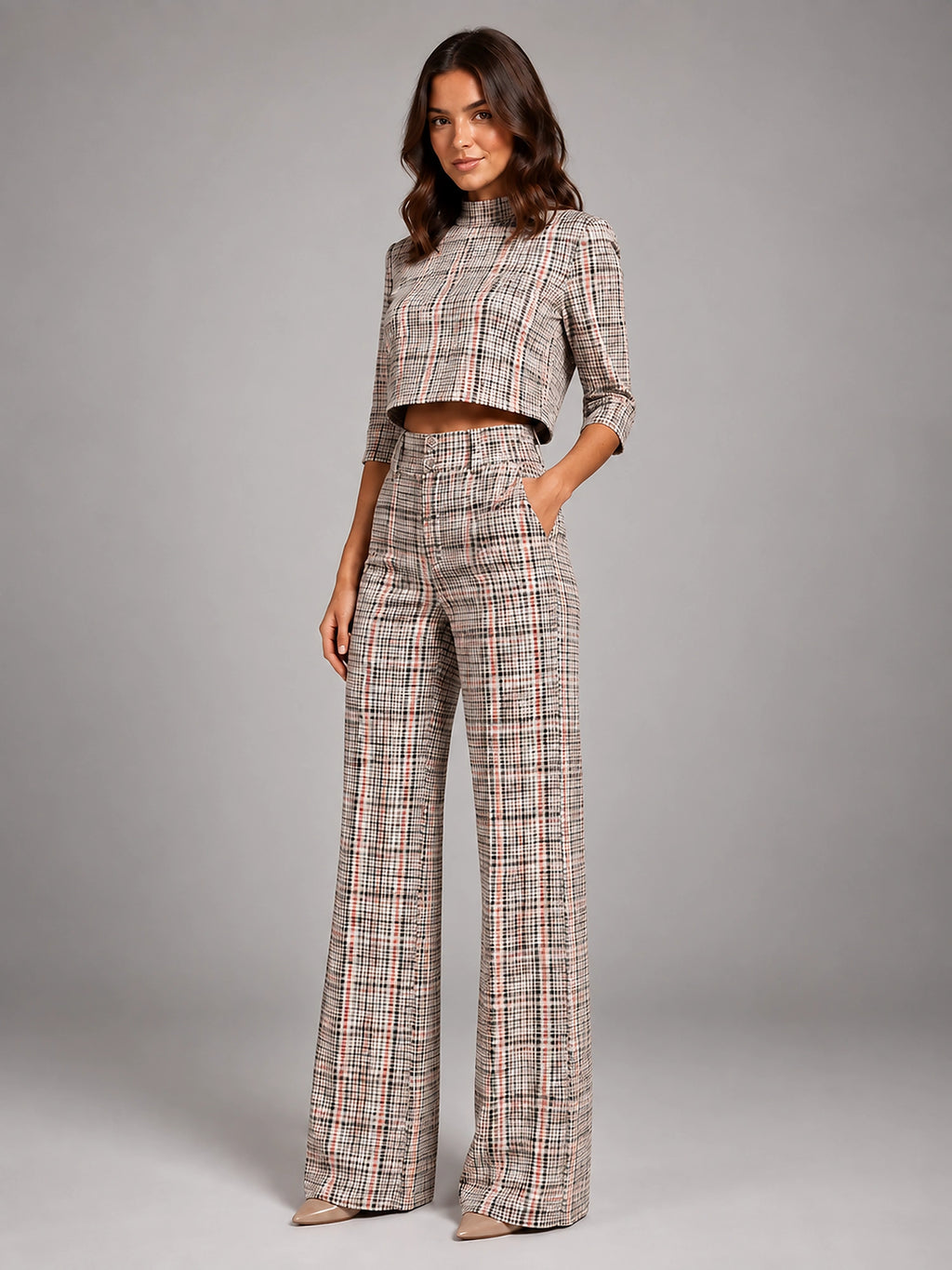 Women's Crop Top Set – Wide Leg Pants