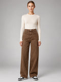 Women's Wide Leg Jeans – High Waisted Denim - Brown