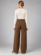 Women's Wide Leg Jeans – High Waisted Denim - Brown