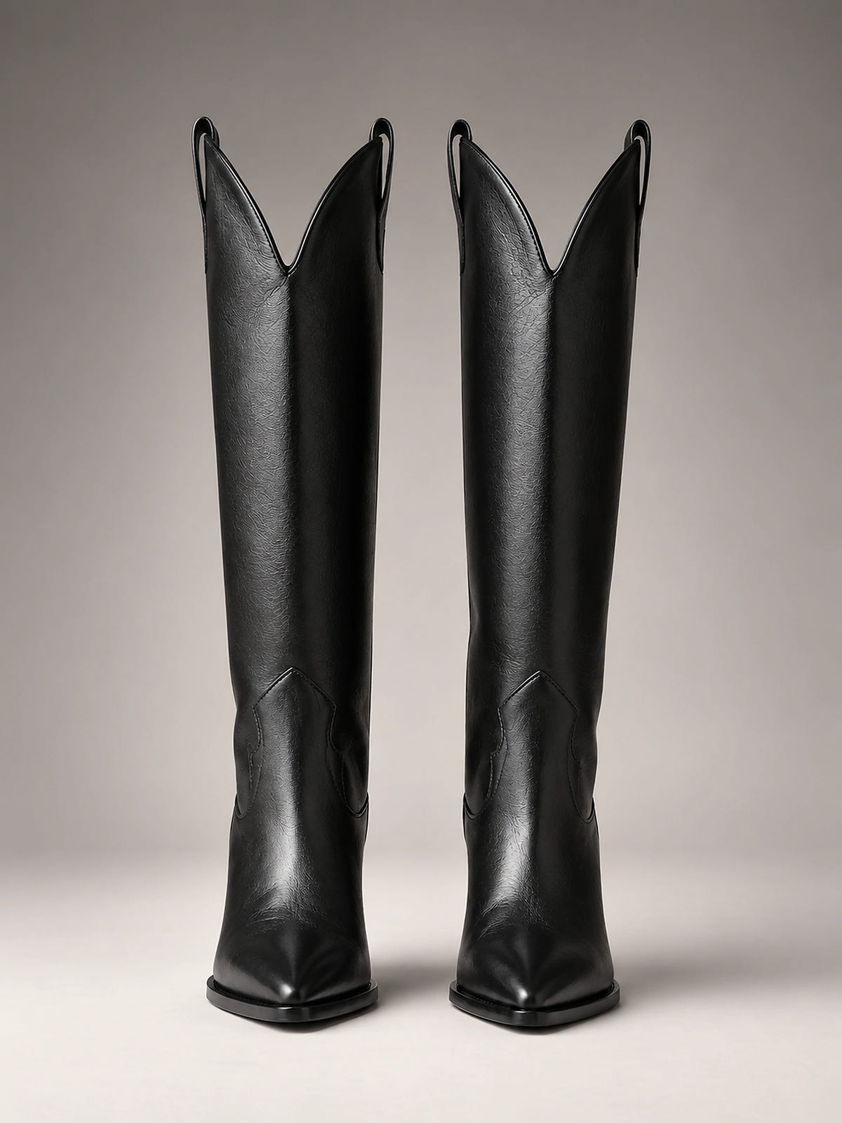 Women's Western Knee High Boots – Pointed Toe Cowboy - Black