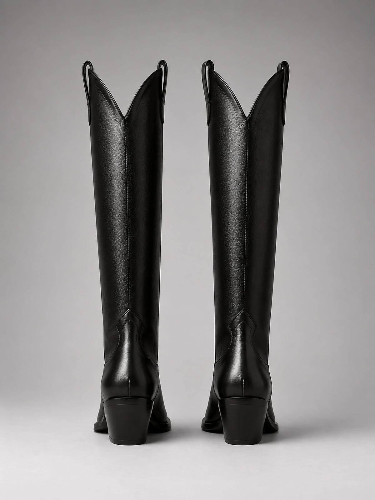 Women's Western Knee High Boots – Pointed Toe Cowboy - Black