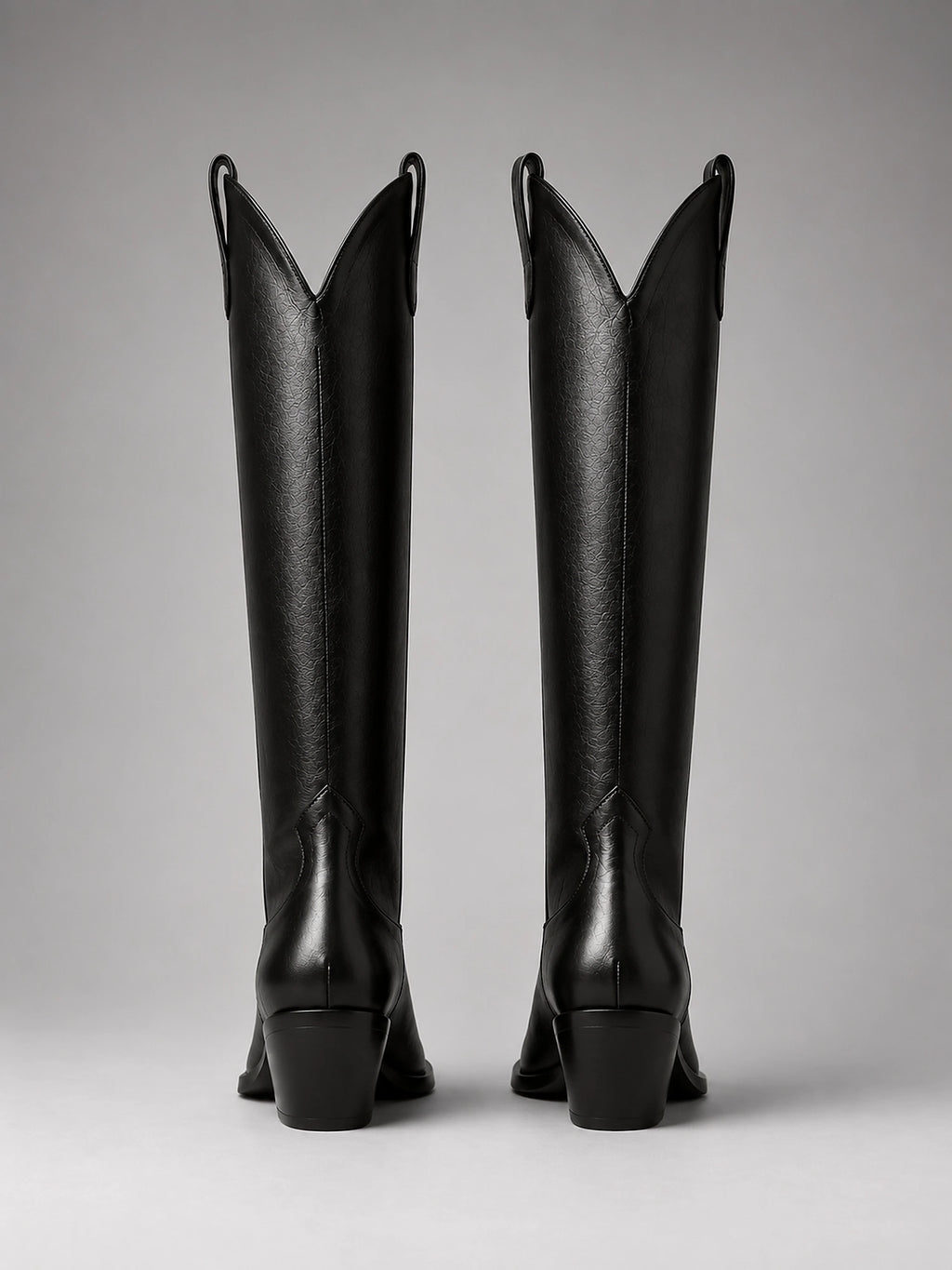 Women's Western Knee High Boots – Pointed Toe Cowboy - Black