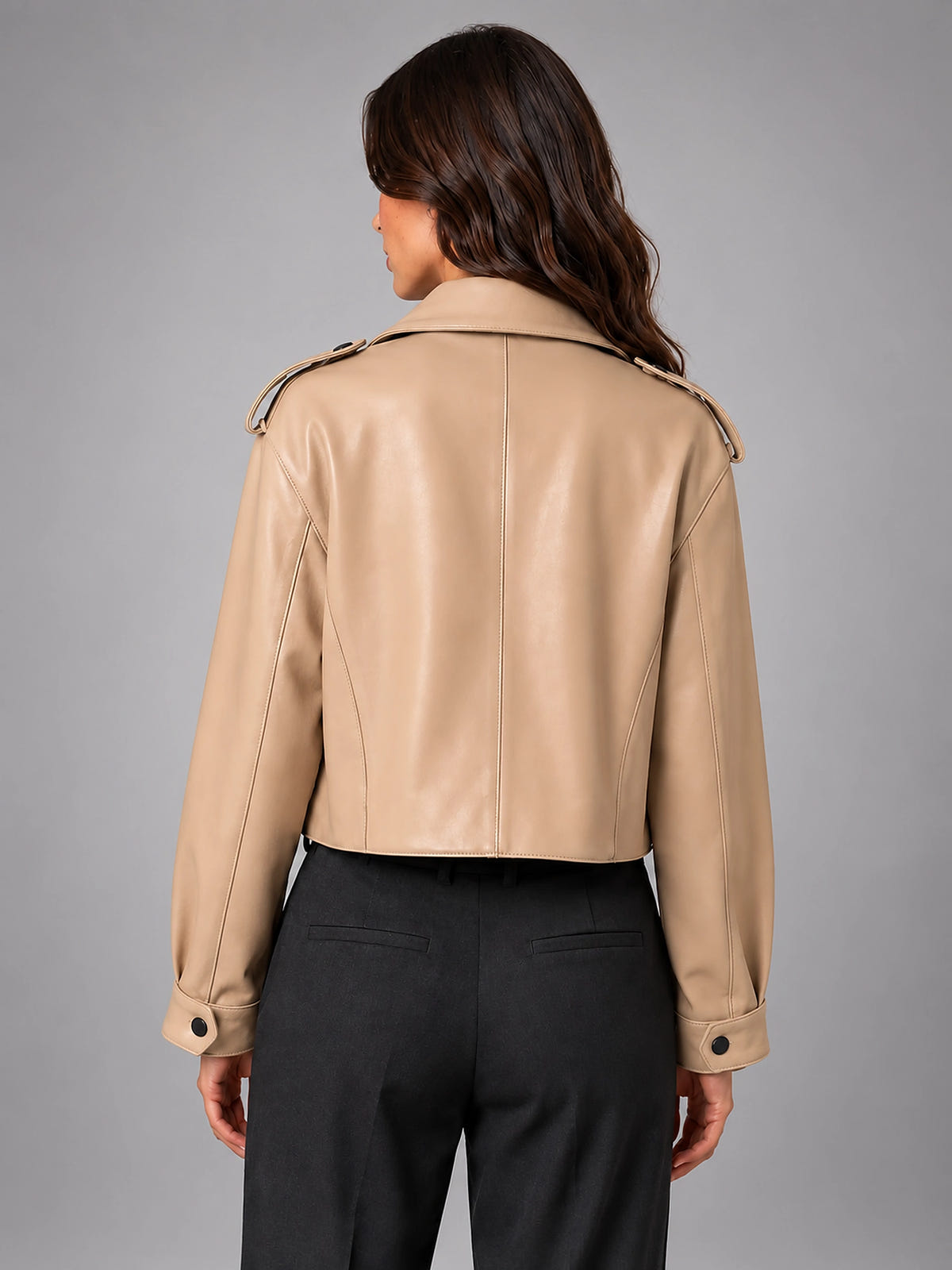Women's Cropped Faux Leather Trench – Belted Waist