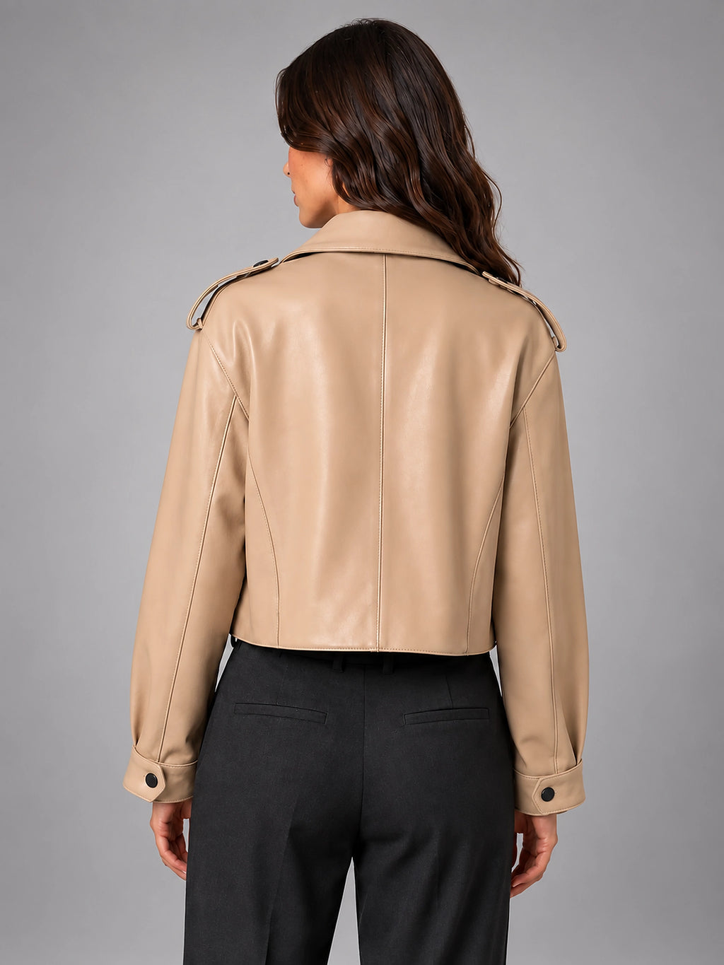 Women's Cropped Faux Leather Trench – Belted Waist