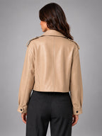 Women's Cropped Faux Leather Trench – Belted Waist
