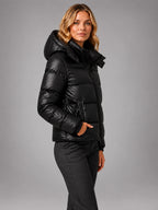 Women's Hooded Puffer Jacket – Quilted Winter Jacket - Black