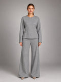 Women's Lounge Set – Fitted Top and Wide Leg Pants - Gray