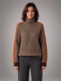 Women's Herringbone Sweater – Soft Knit Turtleneck - Orange