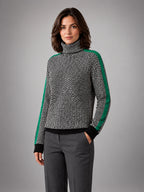 Women's Herringbone Sweater – Soft Knit Turtleneck - Green