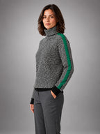 Women's Herringbone Sweater – Soft Knit Turtleneck - Green
