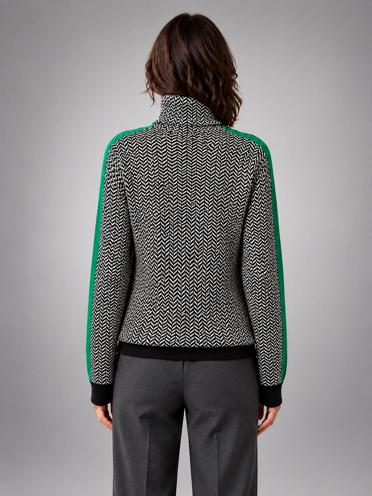 Women's Herringbone Sweater – Soft Knit Turtleneck - Green