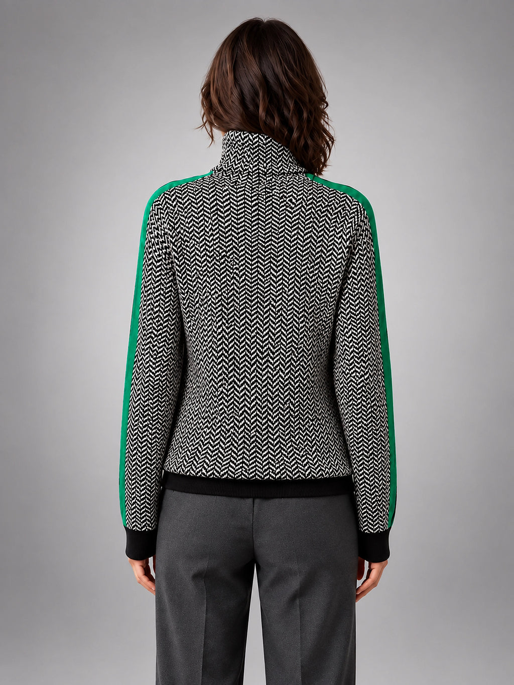 Women's Herringbone Sweater – Soft Knit Turtleneck - Green