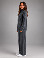 Women's Oversized Lounge Set – Turtleneck and Wide Leg Pants