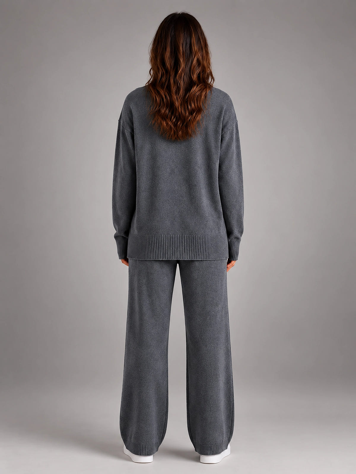 Women's Oversized Lounge Set – Turtleneck and Wide Leg Pants