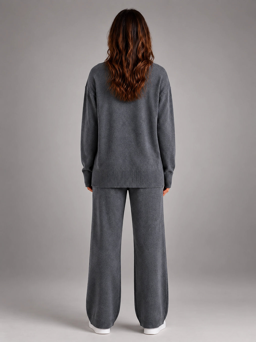 Women's Oversized Lounge Set – Turtleneck and Wide Leg Pants