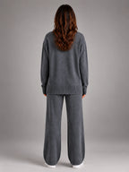 Women's Oversized Lounge Set – Turtleneck and Wide Leg Pants