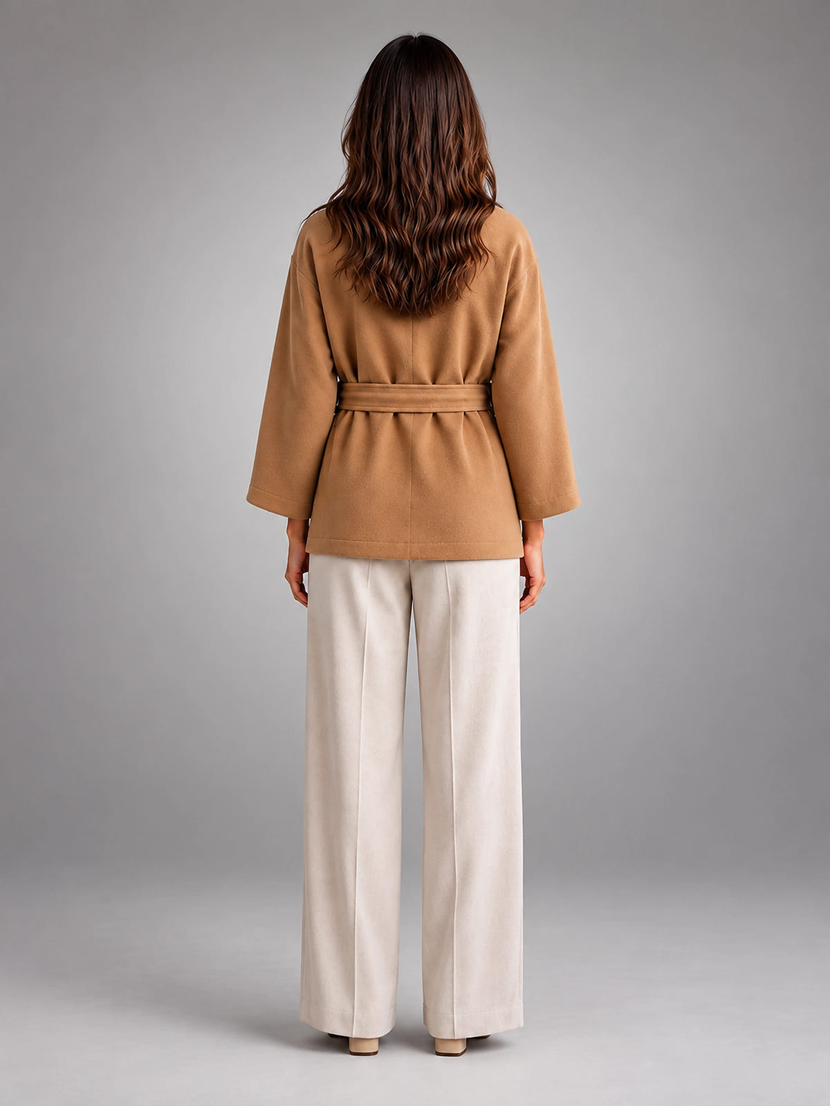 Women's Belted Cape Coat – Stand Collar Wrap - Camel