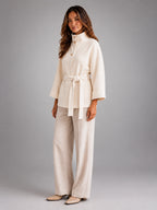 Women's Belted Cape Coat – Stand Collar Wrap - White
