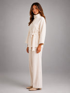 Women's Belted Cape Coat – Stand Collar Wrap - White