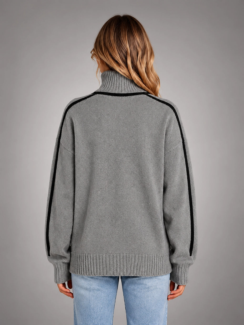 Women's Turtleneck Pullover Sweater – Soft Oversized Knit - Gray