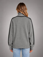 Women's Turtleneck Pullover Sweater – Soft Oversized Knit - Gray