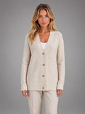 Women's Cable Knit Cardigan – V Neck Button Front - Beige