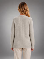 Women's Cable Knit Cardigan – V Neck Button Front - Gray